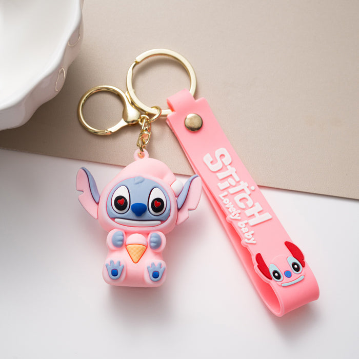 Wholesale Cute cartoon silicone keychains in various colors.