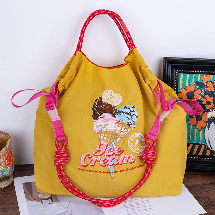 Wholesale embroidered shoulder bag cartoon messenger bag versatile fashion handbag large capacity bag