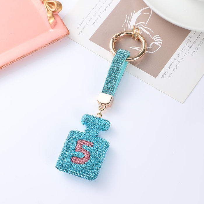 Wholesale Perfume bottle digital keychain,  full rhinestone,  fashionable bag charm,  car pendant