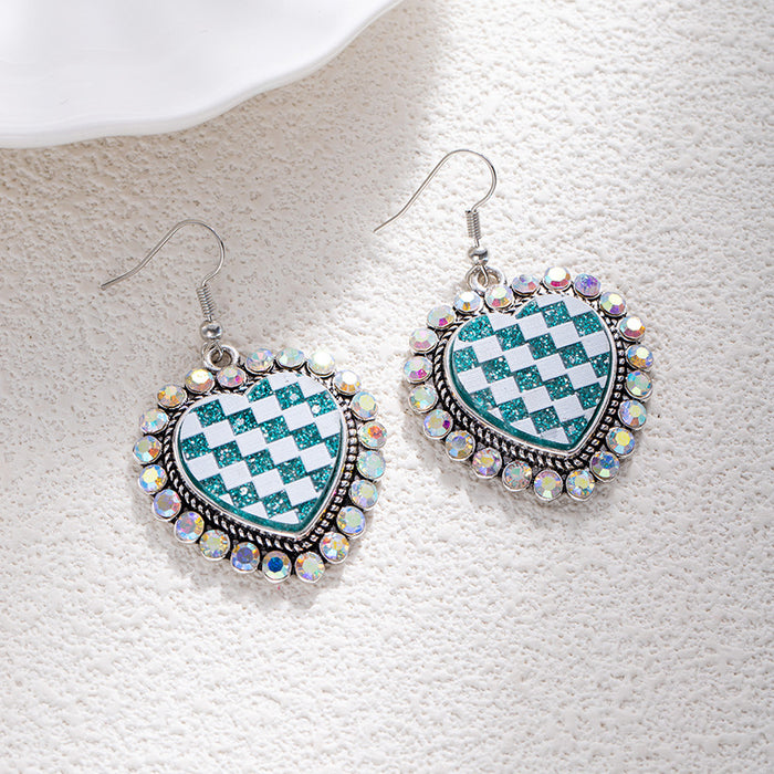 Wholesale Bohemian turquoise leopard print earrings retro tribal ethnic style love heavy earrings for women