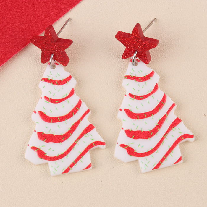 Wholesale Christmas Acrylic Earrings Five-Pointed Star Christmas Tree Personalized Earrings