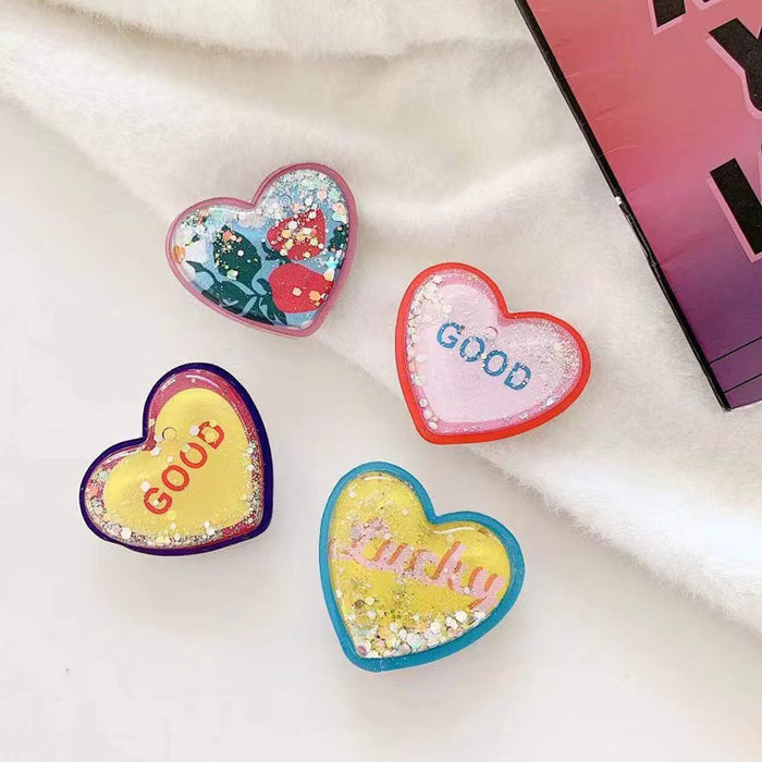 Wholesale Heart-shaped adhesive quicksand phone stand