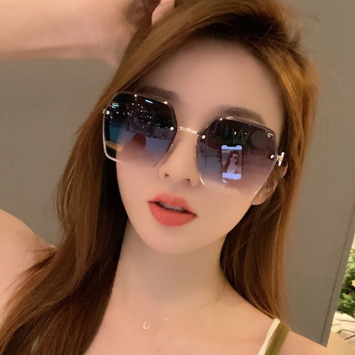 Wholesale Sunscreen slimming frameless couple sunglasses