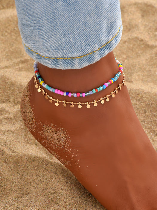 Wholesale Trendy Alloy Flower Anklet Simple Design Vacation Jewelry MOQ≥2