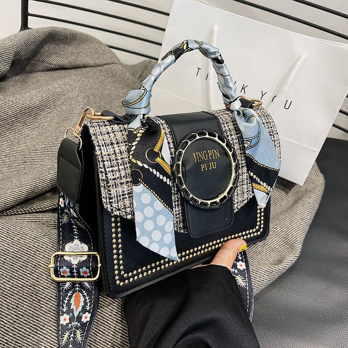 Wholesale Retro texture new fashionable hand-held shoulder bag, broadband crossbody western-style small square bag