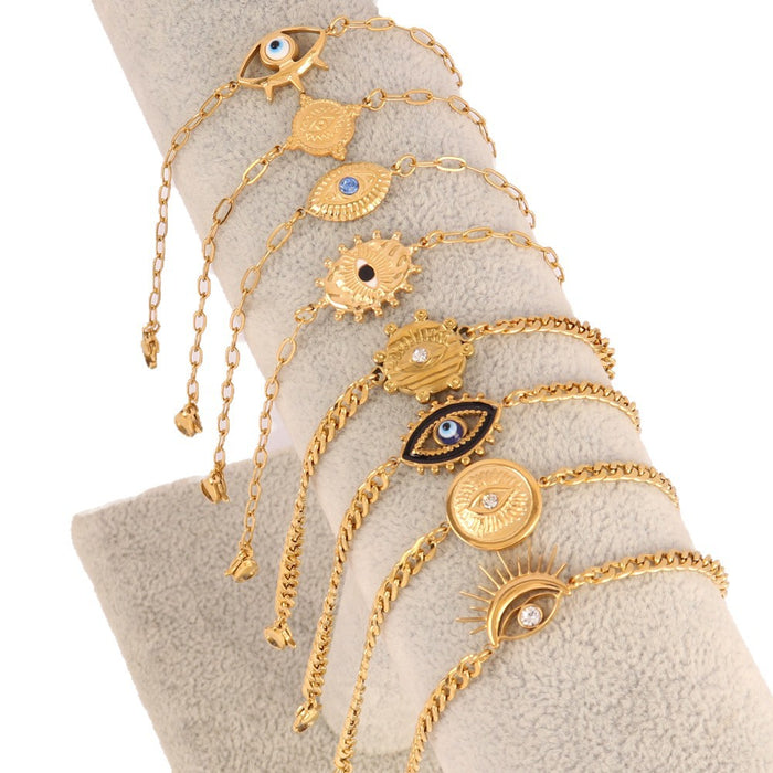 Wholesale Stainless Steel Devil' s Eye Bracelets Simple Oil-Dropping Eye Bracelets