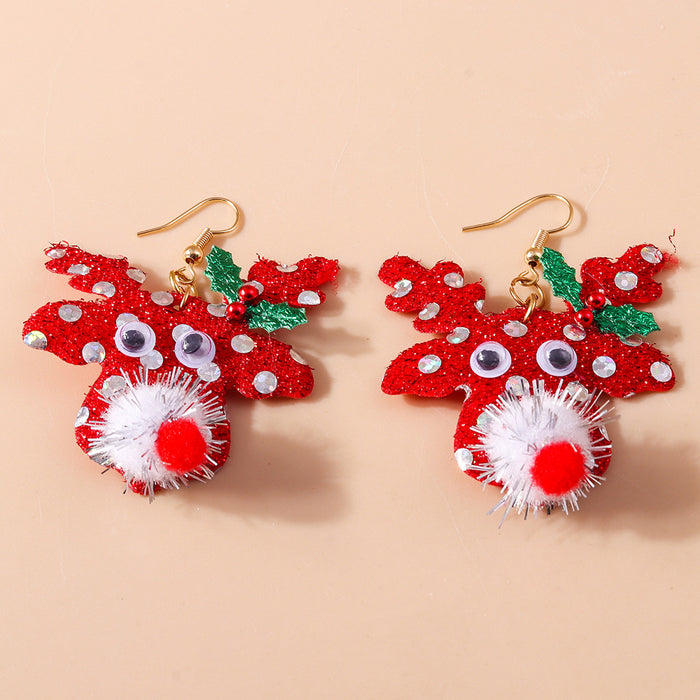 Wholesale Christmas earrings cartoon cute funny elk Christmas tree garland earrings jewelry