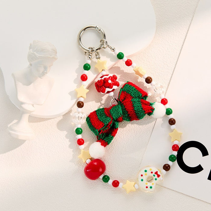 Wholesale Christmas Animal Beaded Keychains Bag Charm Keychain for Party Gift