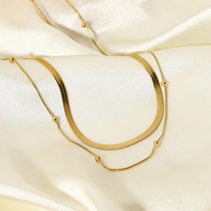 Wholesale Collar chain, stacked stainless steel collar necklace, gold-plated necklace, niche pendant necklace