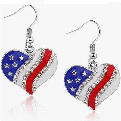 Wholesale Acrylic US Flag Heart Earrings Independence Day Party Jewelry Fashion Accessory for Resale