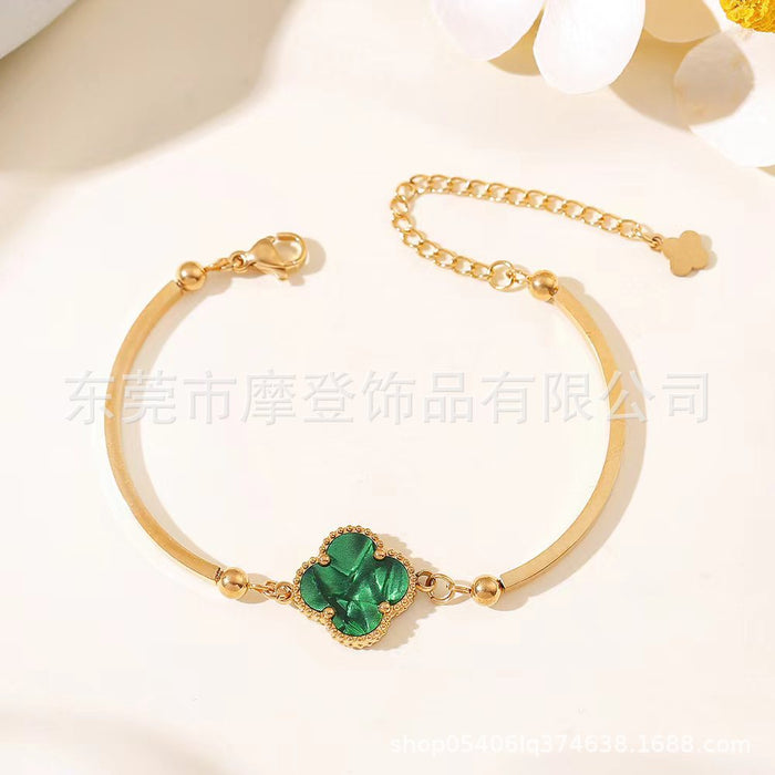 Wholesale titanium steel four-leaf clover bracelet JDC-BT-Modeng001