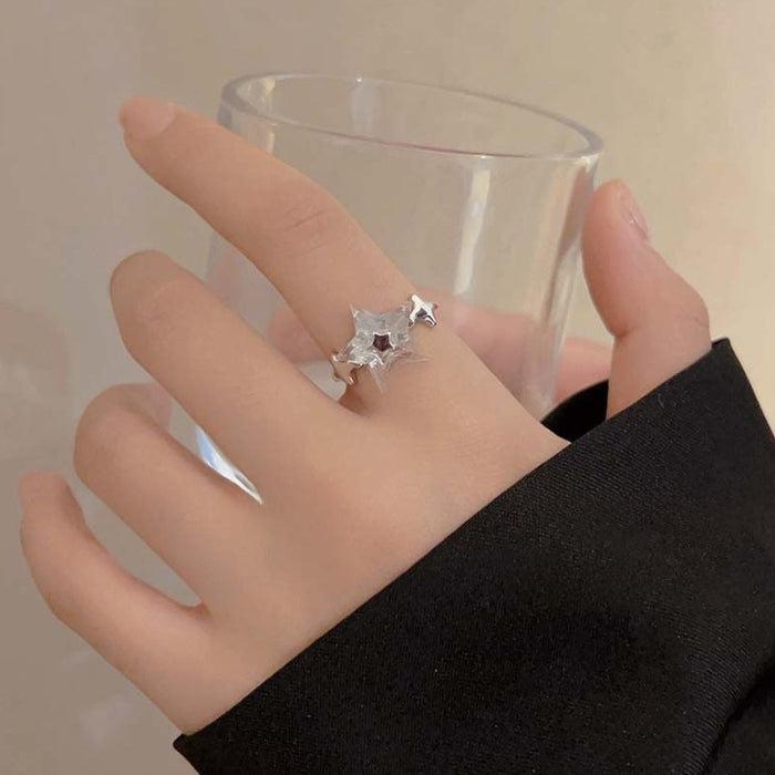 Wholesale Transparent star ring women' s open adjustable ring