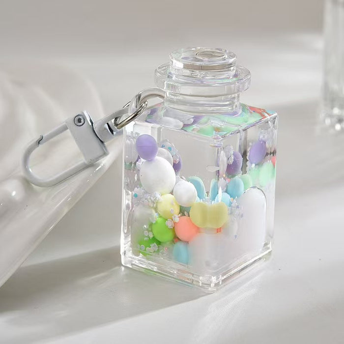 Wholesale Acrylic Bead-Filled Oil Bottle Pendant Keychain