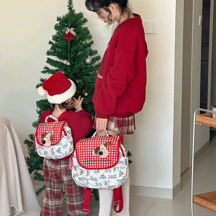 Wholesale Cute puppy plaid embroidery thread on backpack