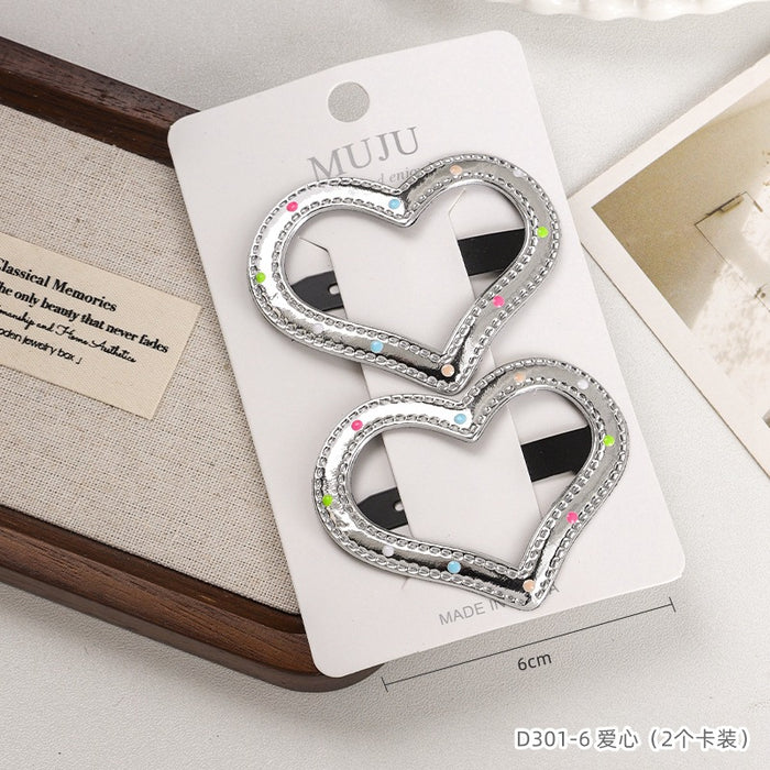 Wholesale 2 card mounted hair clips, silver hair clip, high-end PU leather bangs clip
