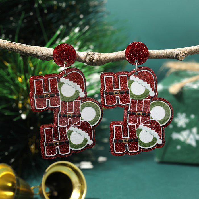 Wholesale Christmas green hat strange acrylic earrings
