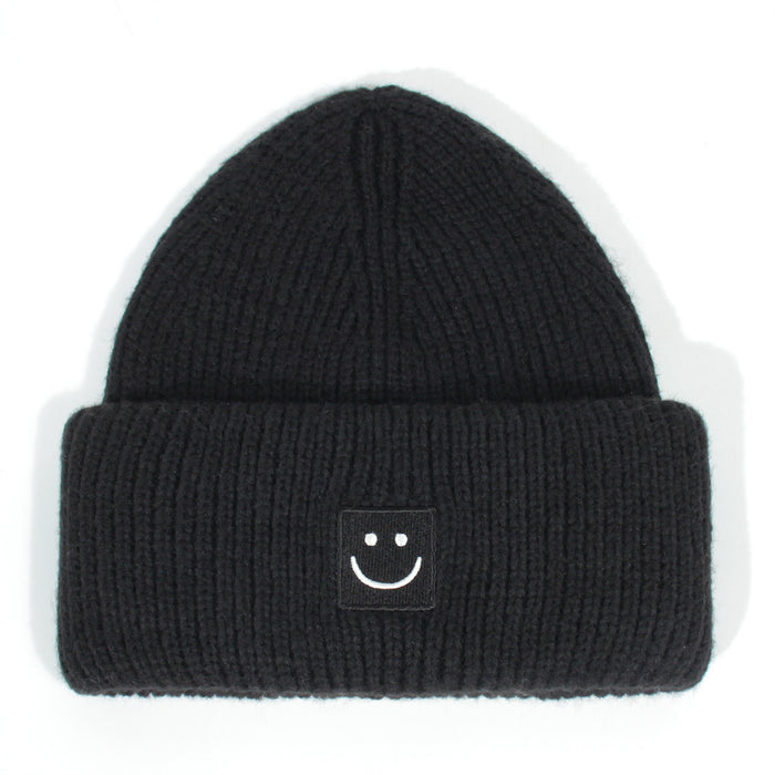 Wholesale Smiley Face Embroidery Acrylic Wool Knitted Hat JDC-FH-XiaMi011