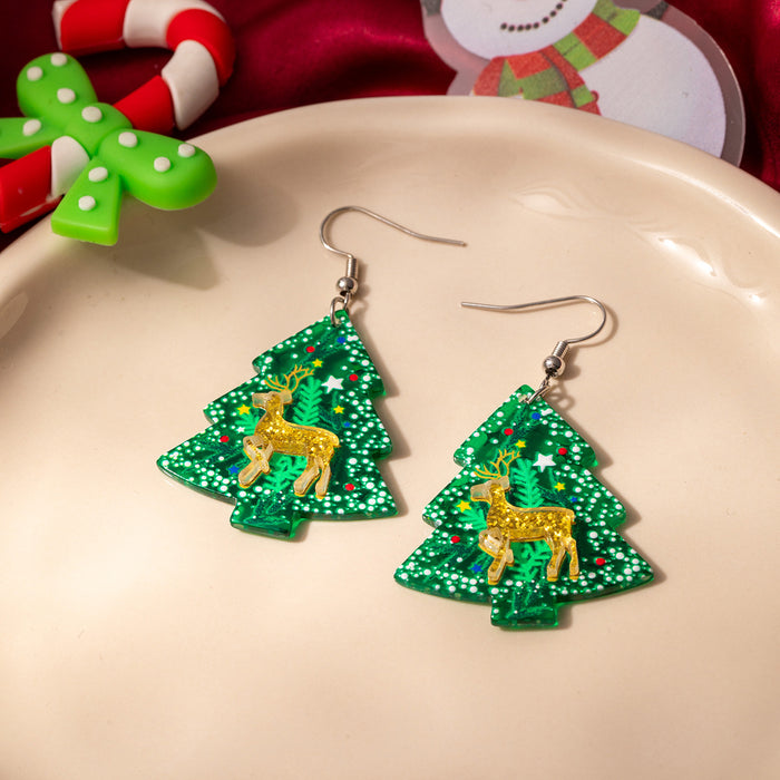 Wholesale Christmas New Year Acrylic Earrings Christmas Tree Elk Snowflake Simple Earrings
