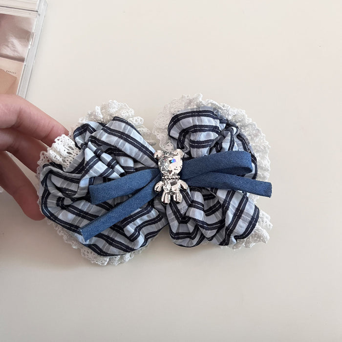 Wholesale Small niche minimalist retro striped square circle hair loop, women's high-end sense, ponytail hair accessory, headband, rubber band hair clip