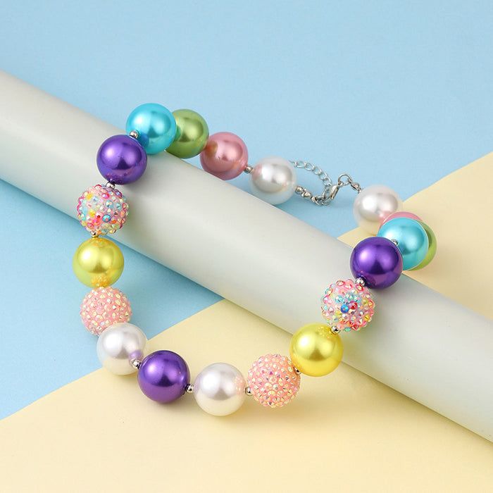Wholesale Acrylic Rainbow Pearl Necklace JDC-NE-ShengXi003