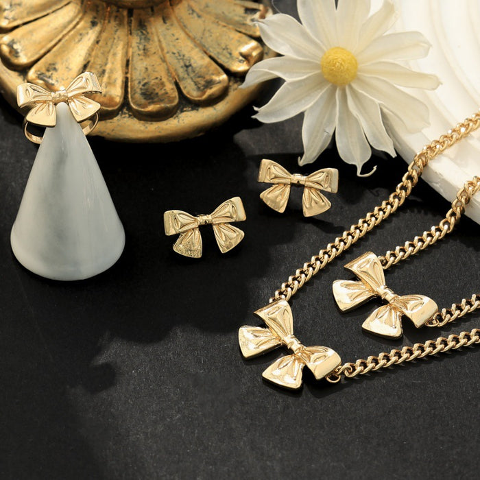 Wholesale Popular Bow Bracelet Necklace Ring Elegant Elegant High-end Fashion Women's suit