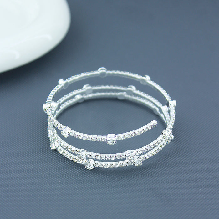 Wholesale Steel Wire Stretch Wrapping Multi-layer Personality Trend Full Diamond Bracelet