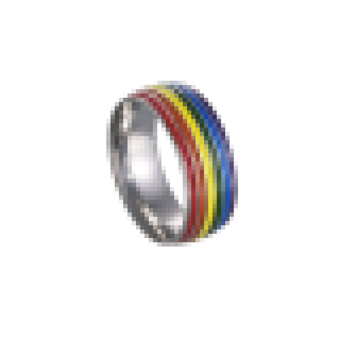 Wholesale Gold Plated Stainless Steel Ring Colorful Striped Design Fashion Jewelry Accessory
