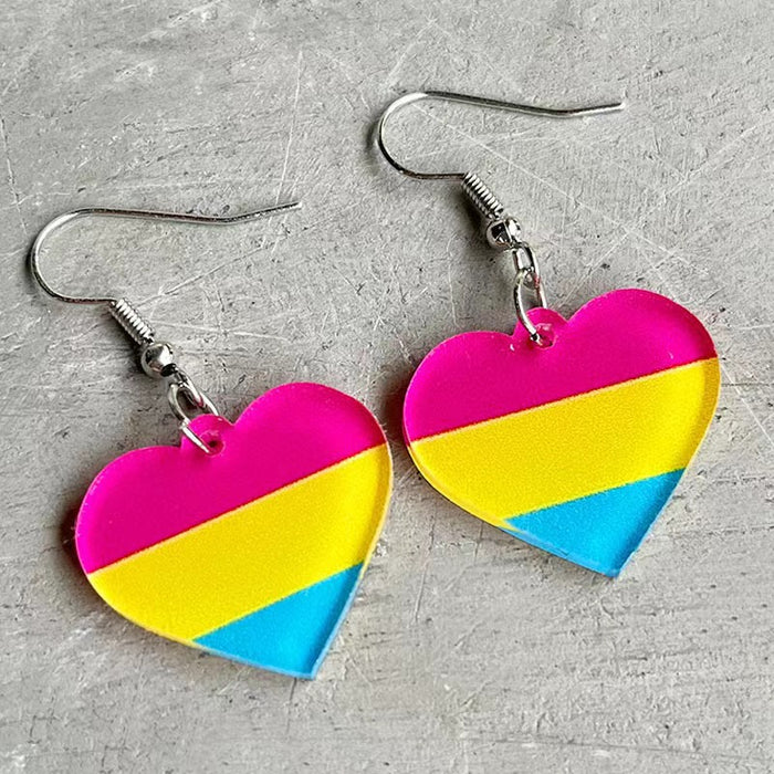 Wholesale Rainbow Geometric Simple Multicolor Heart Shaped Acrylic Earrings JDC-ES-WenT027