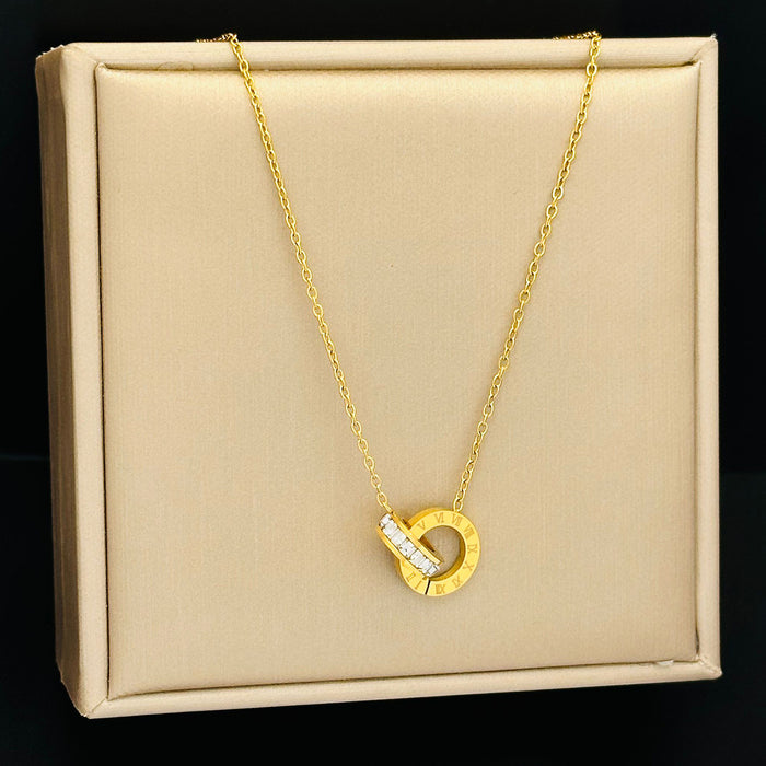 Wholesale Diamond studded titanium steel necklace for women's geometric personality, versatile collarbone chain, new accessory