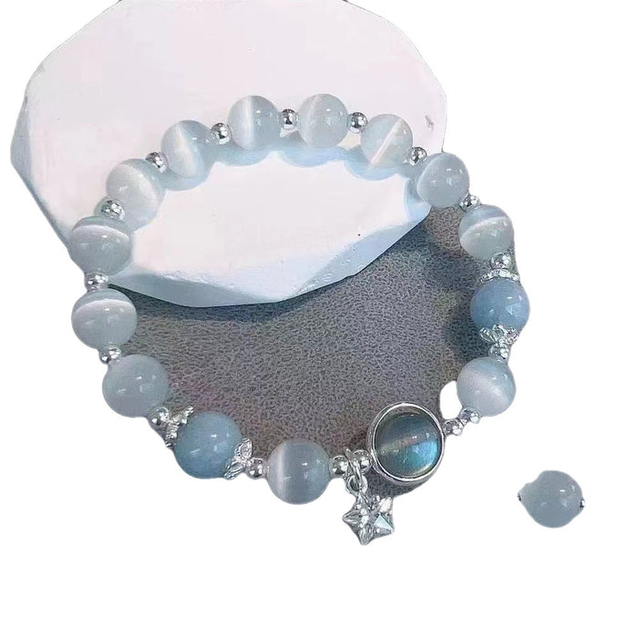Wholesale Cat's Eye Stone Bracelet, niche design, crystal pentagram gray moonlight bracelet
