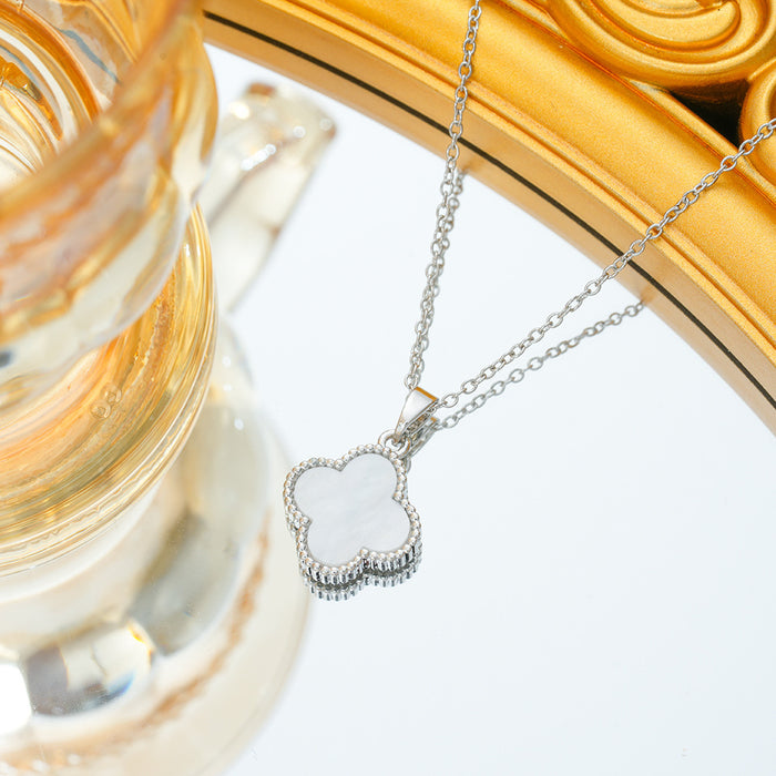 Wholesale Gold titanium steel  four-leaf clover necklace women's clavicle chain women