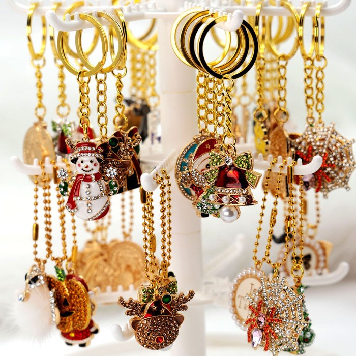 Wholesale Cartoon Christmas Metal Keychain Bag Charm Cute Holiday Gift Accessory