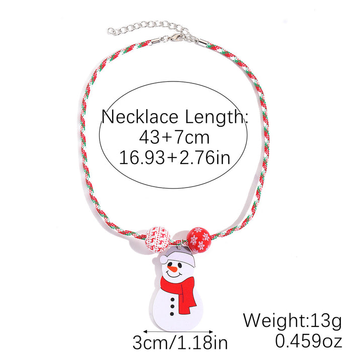 Wholesale Christmas Necklace Alloy Oil Dripping Necklace Christmas Cartoon Snowman Christmas Tree Pendant Necklace