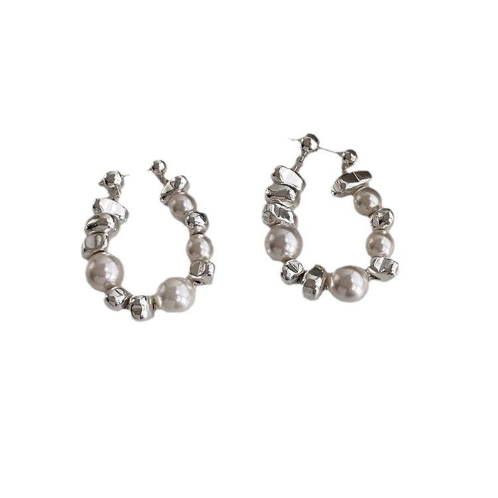 Wholesale Silver Needle Broken Silver Design Irregular Earrings Simple and Versatile Earrings