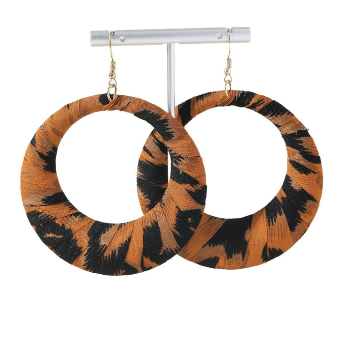 Wholesale Exaggerated leopard print flower tassel earrings, fashionable and high-end, niche earrings, wholesale of earrings