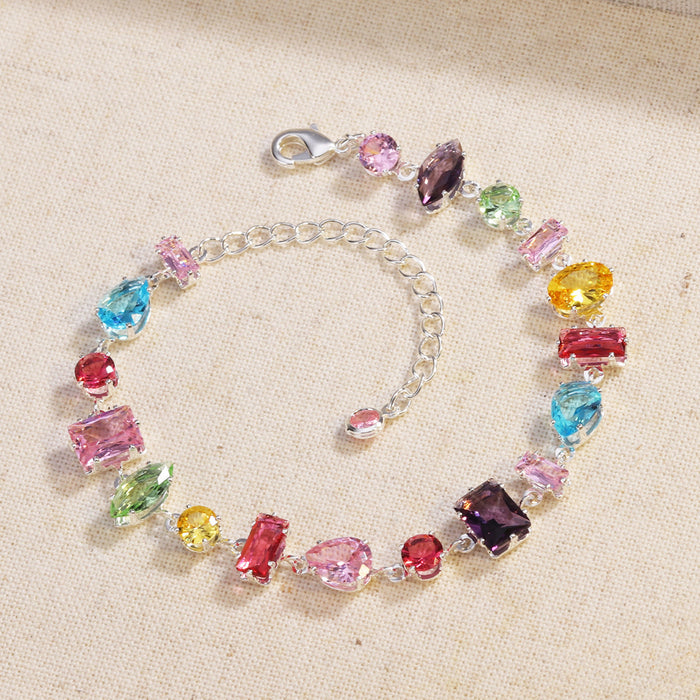 Wholesale bracelet zircon colorful fashion claw necklace women' s rectangular gold bracelet