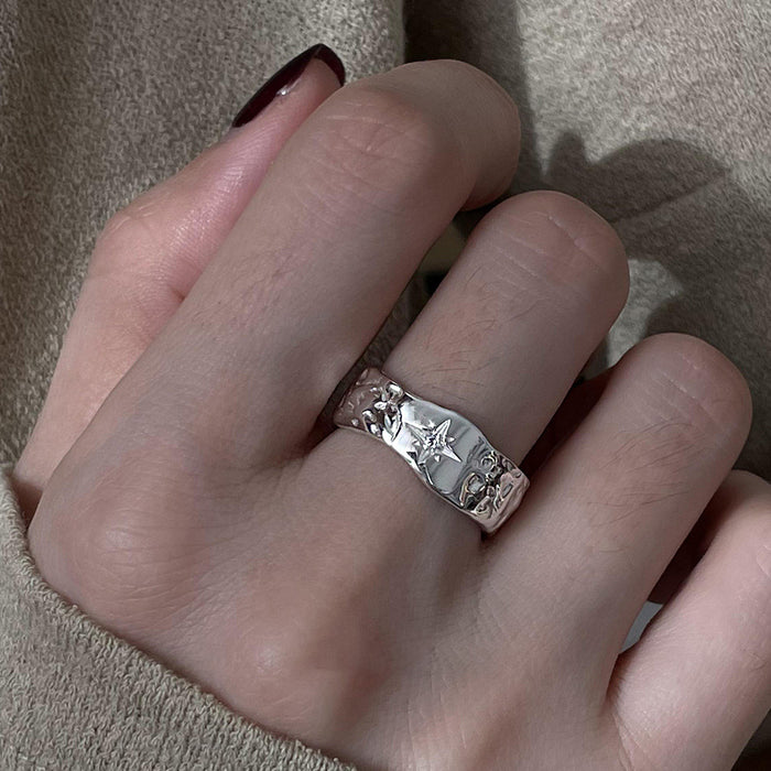 Wholesale Pure silver ring, simple, personalized, niche, high-end, light luxury, versatile, open mouth ring