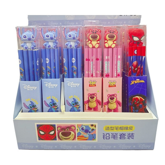 Wholesale 12 genuine authorized wooden pencils, eraser caps, eraser pencil combinations