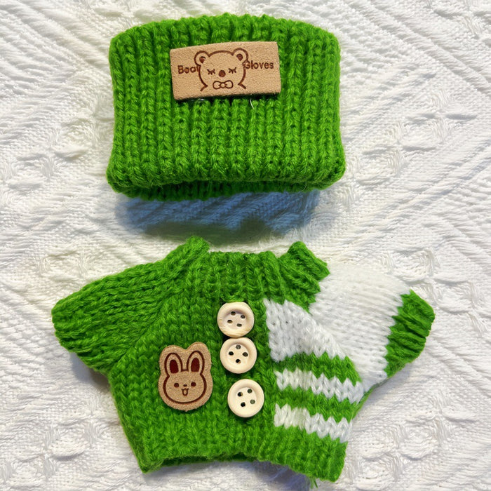 Wholesale Sitting Party Baby Clothes Clothes Bear Button Winter Sweater Hat Set