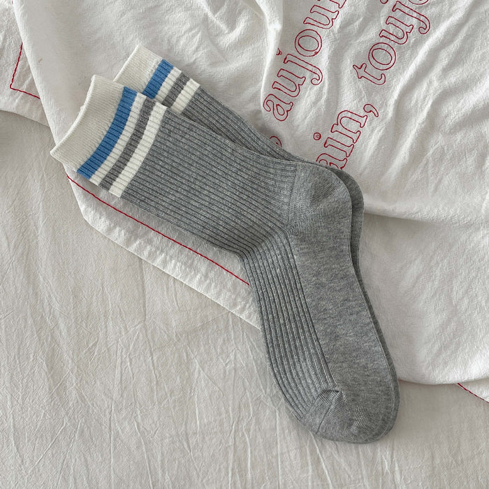 Wholesale Socks made of cotton, mid tube socks, striped pile socks, long socks