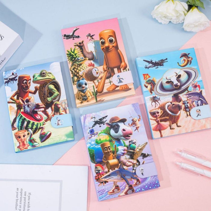 Wholesale KPOP themed cute cartoon notebook with magnetic closure and colorful pages