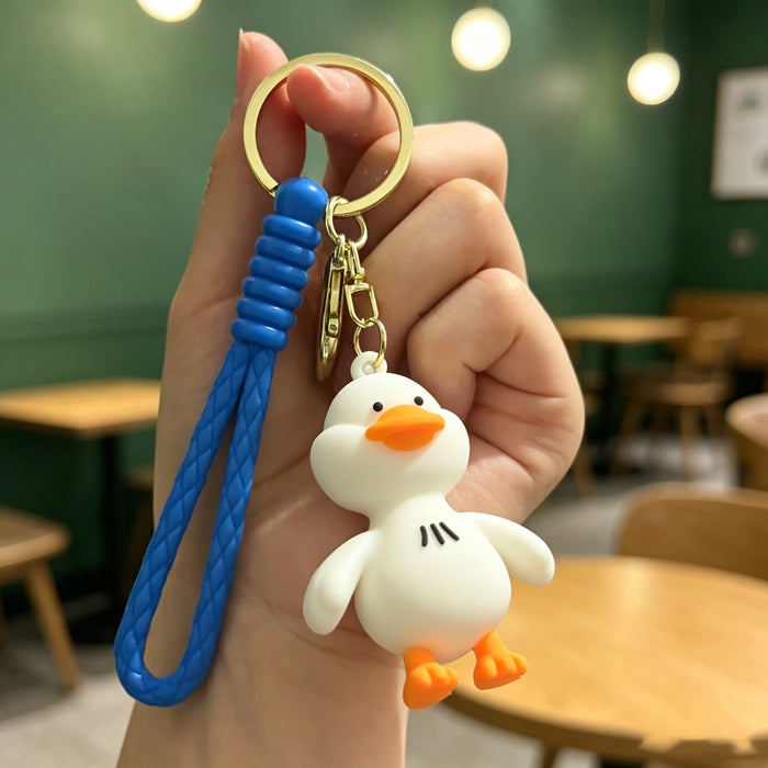 Wholesale Cute Happy Duck Silicone Keychain Bag Charm Car Key Accessory for Couples
