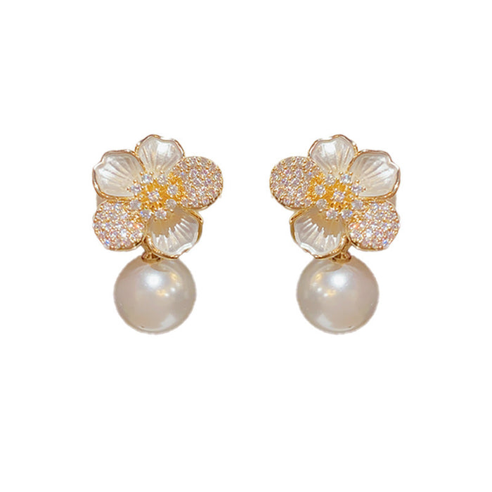 Wholesale Super fairy flower tassel earrings, light luxury, niche, versatile earrings, retro, high-end, fashionable earrings wholesale