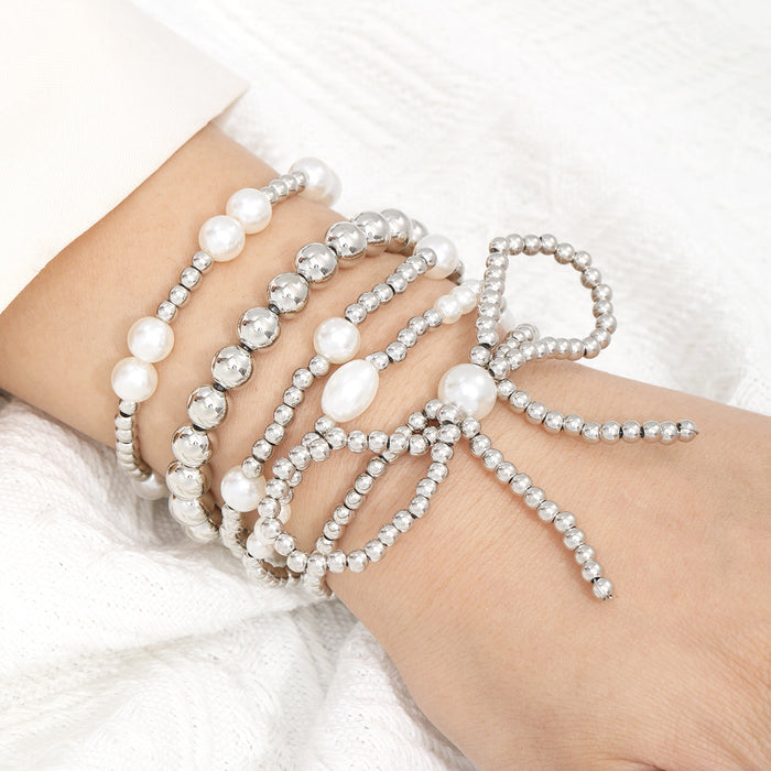 Wholesale CCB round pearl bow bracelet