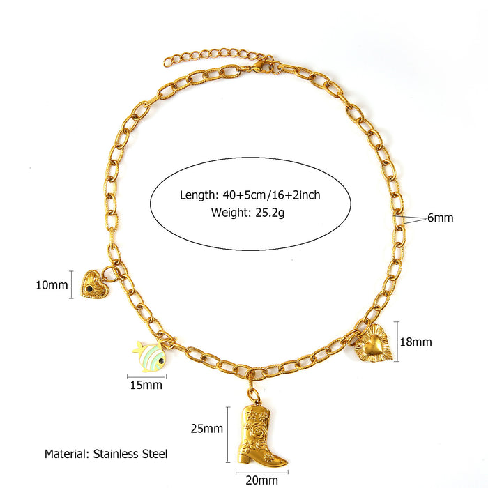 Wholesale Original design of stainless steel necklace with pendant, fashionable and personalized pendant, color preserving necklace