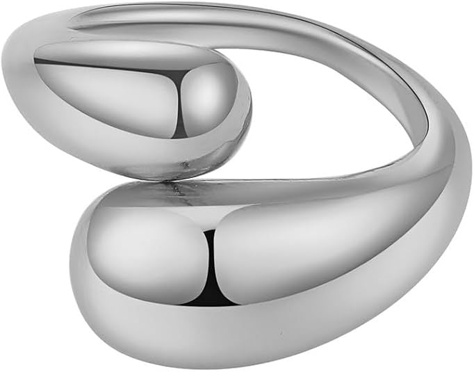 Wholesale Fashion, personality, simplicity, titanium steel, double water drop, gold electroplating, light luxury, trendy ring, ring