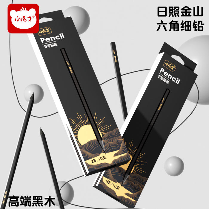 Wholesale 10pcs/ box Black wood pencil primary school students special black pencil hexagonal pencil