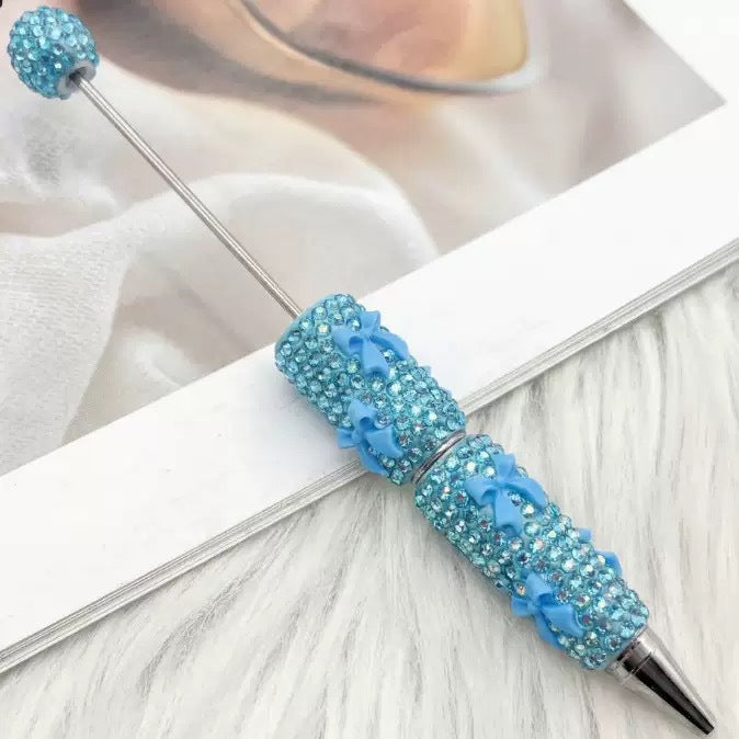 Wholesale Rhinestone Bow Beaded Pen – DIY Creative Ballpoint Pen for Office,  minimum quantity: 2