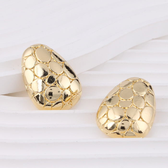 Wholesale Stone Pattern Oval Zinc Alloy Earrings JDC-ES-QunQiu017