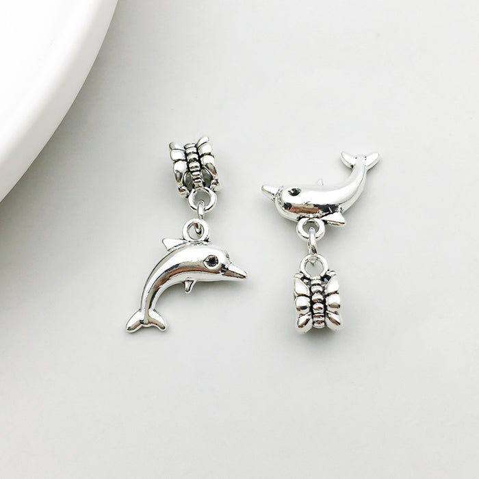 Wholesale Zinc alloy simulated maple leaf high-heeled shoe series large hole bead DIY beads pendant